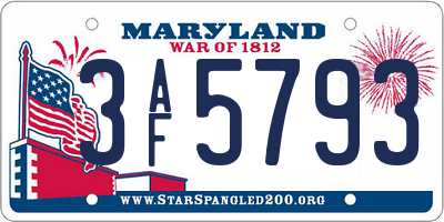 MD license plate 3AF5793