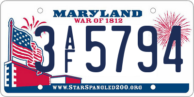MD license plate 3AF5794
