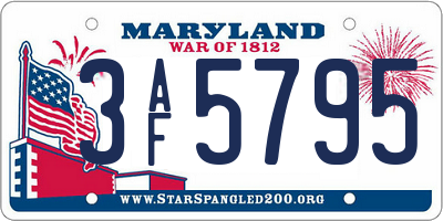 MD license plate 3AF5795