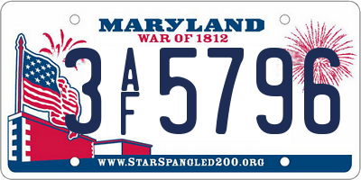 MD license plate 3AF5796