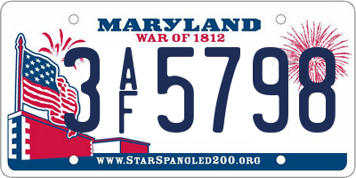 MD license plate 3AF5798