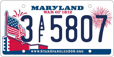 MD license plate 3AF5807