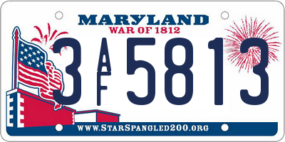 MD license plate 3AF5813