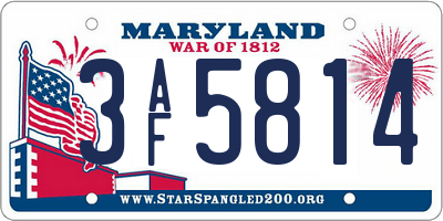 MD license plate 3AF5814