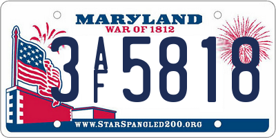 MD license plate 3AF5818
