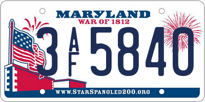 MD license plate 3AF5840