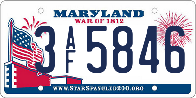 MD license plate 3AF5846