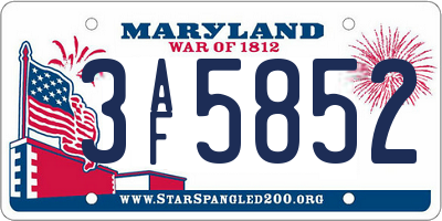 MD license plate 3AF5852