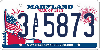 MD license plate 3AF5873