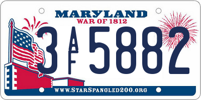 MD license plate 3AF5882