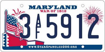 MD license plate 3AF5912