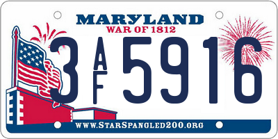 MD license plate 3AF5916