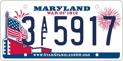 MD license plate 3AF5917