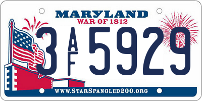 MD license plate 3AF5929
