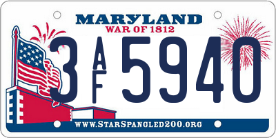 MD license plate 3AF5940