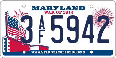 MD license plate 3AF5942