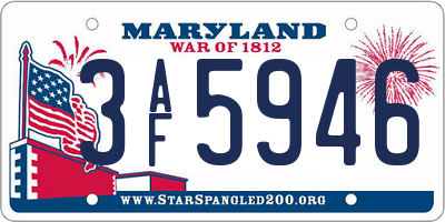MD license plate 3AF5946