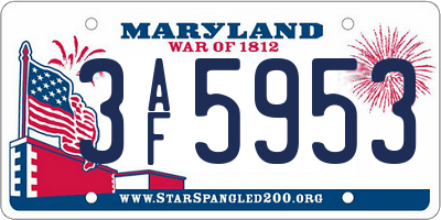 MD license plate 3AF5953