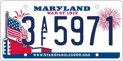 MD license plate 3AF5971