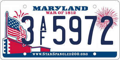 MD license plate 3AF5972
