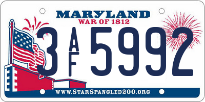 MD license plate 3AF5992