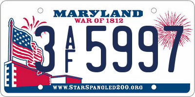 MD license plate 3AF5997