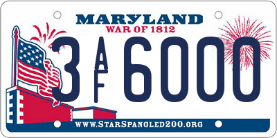 MD license plate 3AF6000