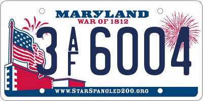 MD license plate 3AF6004