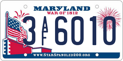 MD license plate 3AF6010