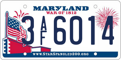 MD license plate 3AF6014