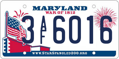 MD license plate 3AF6016