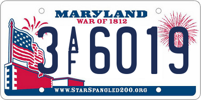 MD license plate 3AF6019