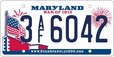 MD license plate 3AF6042