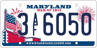 MD license plate 3AF6050