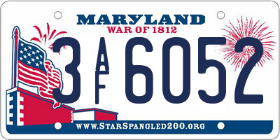 MD license plate 3AF6052
