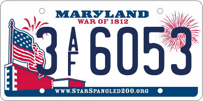 MD license plate 3AF6053
