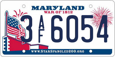 MD license plate 3AF6054