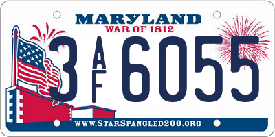 MD license plate 3AF6055