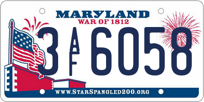 MD license plate 3AF6058