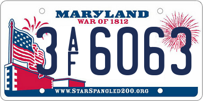 MD license plate 3AF6063