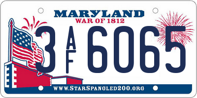 MD license plate 3AF6065
