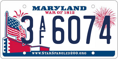 MD license plate 3AF6074