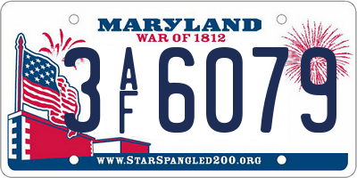 MD license plate 3AF6079