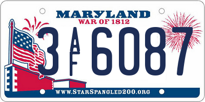 MD license plate 3AF6087