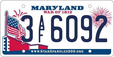 MD license plate 3AF6092