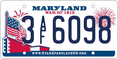 MD license plate 3AF6098