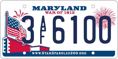 MD license plate 3AF6100