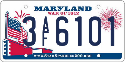 MD license plate 3AF6101