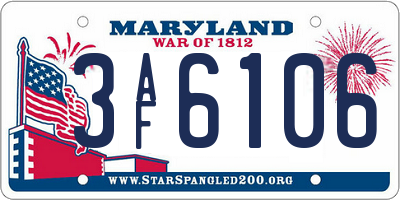 MD license plate 3AF6106