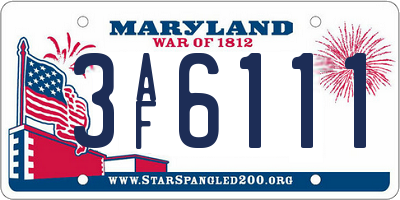MD license plate 3AF6111